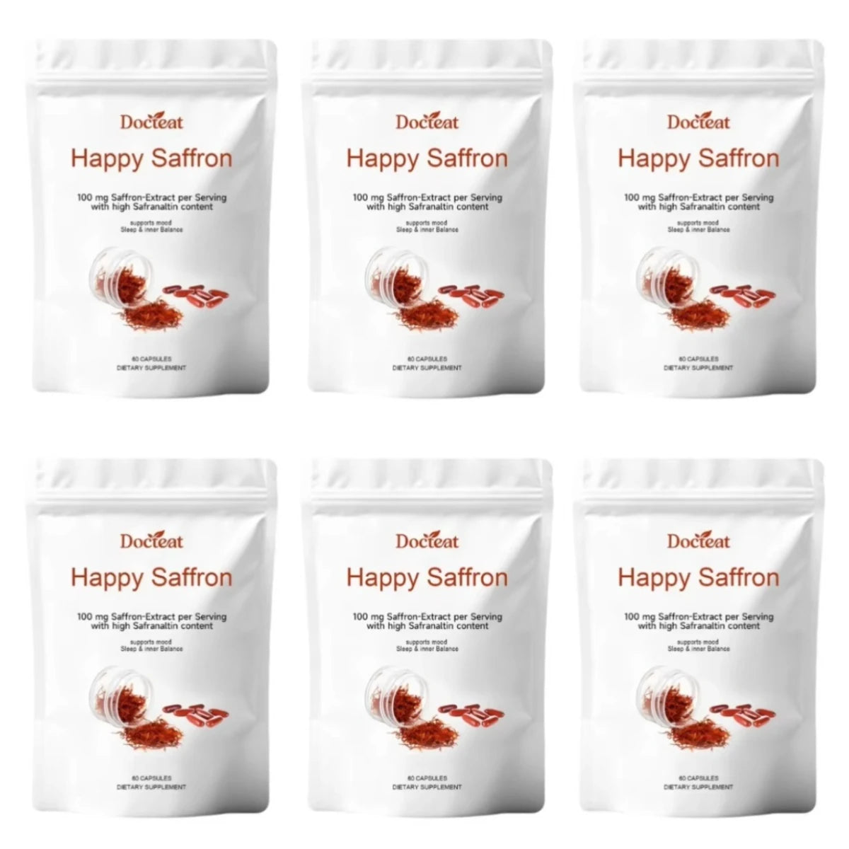 Saffron Extract Capsules for Mood Relaxation 100mg Per Serving High Safranal Saffron Raise Sleep Quality Stress Relief 60 Count