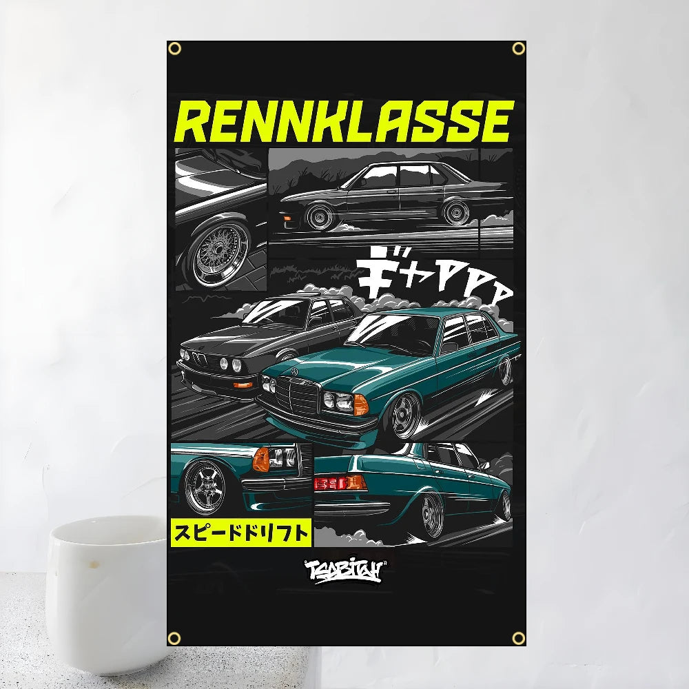 60x90cm 90x150cm Racing JDM Car Art Flag Polyester Printed Banner For Home Decoration