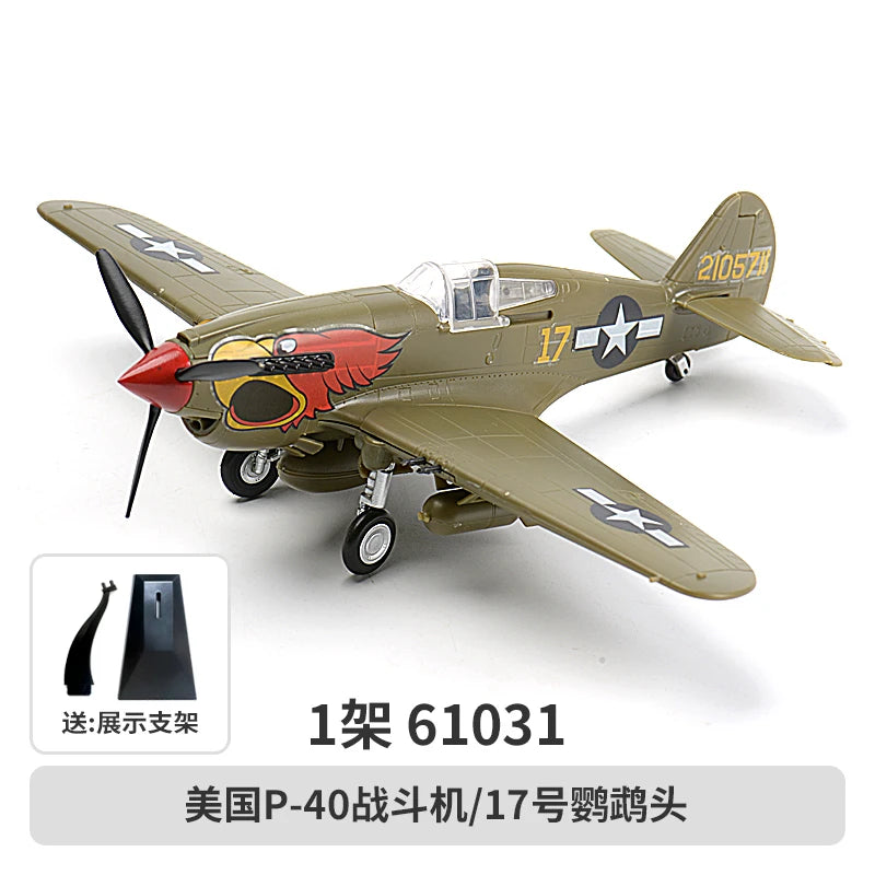 1/48 Chinese Flying Tigers P40 Fighter Jet Glue Free World War II Aircraft Model