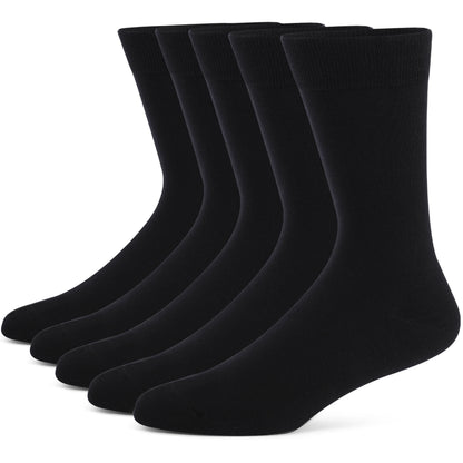 5 Pairs Mens Dress Socks Plus Large Size，High Quality Combed Cotton Crew Socks，Black Cool Argyle Breathable Casual Socks for Men