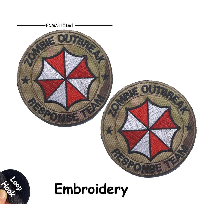 1PC,2PCS/ Umbrella Corporation PVC Rubber Morale Emblem,Biohazard Insignia Applique Embroidered patches,Tactical Backpack Badges