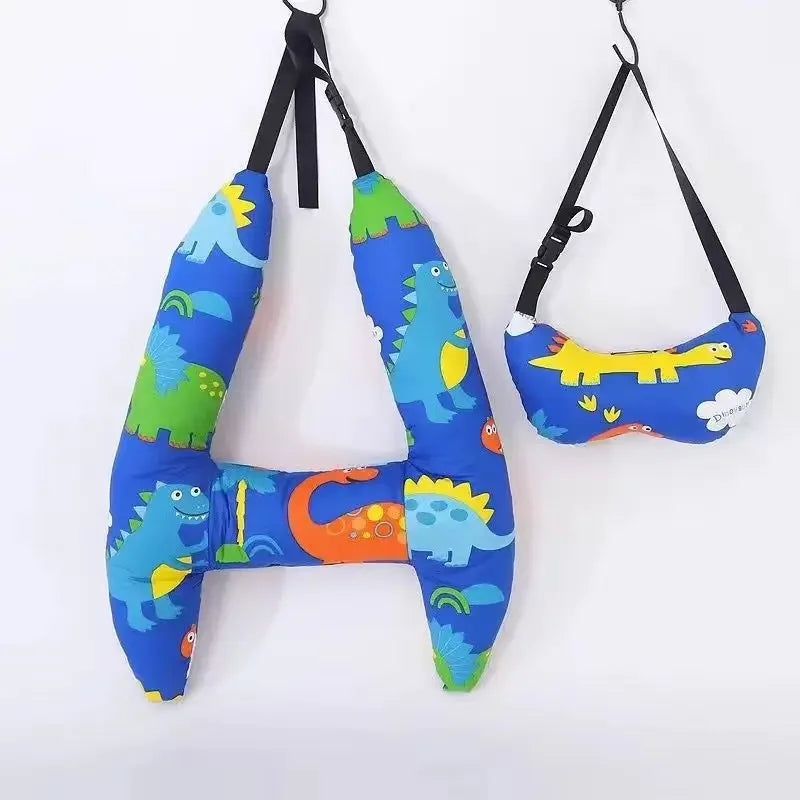2-Pack Adorable Ultra-Soft Car Seat Pillows with Secure Belt - Ensures Peaceful Restful Naps on the Go - Enhanced Safety