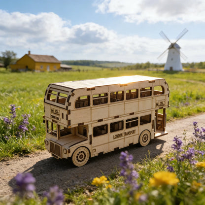 3D Wooden Bus Puzzle, DIY Model Kit, Handcrafted Gift, Home Decor, Birthday/Valentine's Day Gift