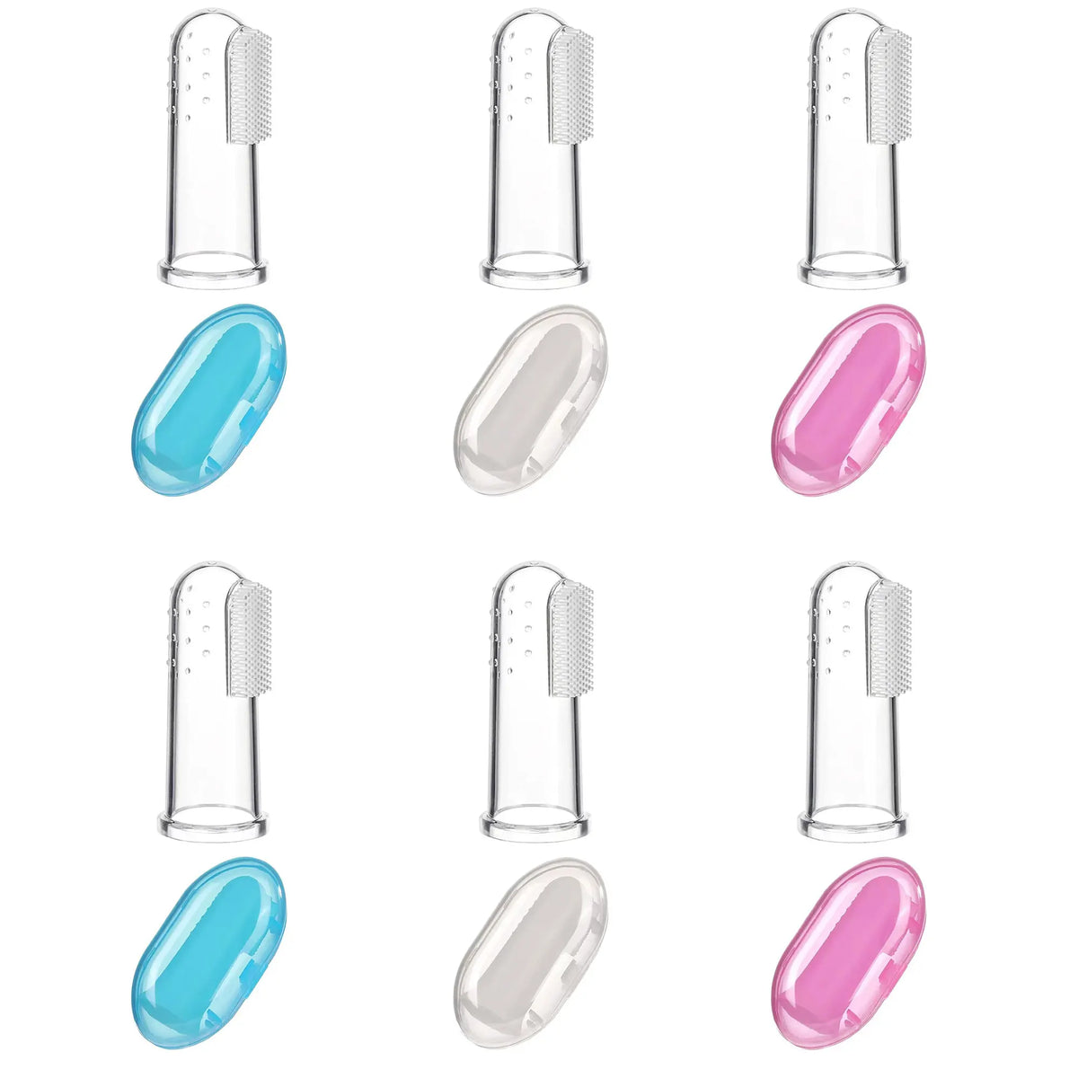 Baby Finger Toothbrushes with Storage Case Infant Toddlers Teeth Brushes Soft Silicone Baby Tongue Cleaners for Oral Cleaning