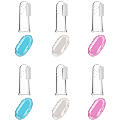Baby Finger Toothbrushes with Storage Case Infant Toddlers Teeth Brushes Soft Silicone Baby Tongue Cleaners for Oral Cleaning