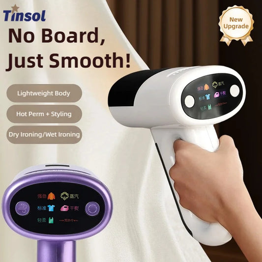 TINSOL 1000W Handheld Steam Iron for Home Clothes, 5500PA Suction Dry Ironing Vacuum Steam Machine with Smart Sensor