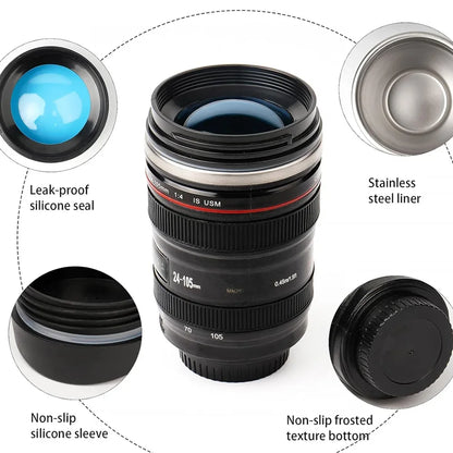 Coffee Mug Thermal  Camera Len Cup Tnsulated Water Bottle  Stainless Steel Tumbler Leakproof Vacuum Flasks for Camping Drinkware