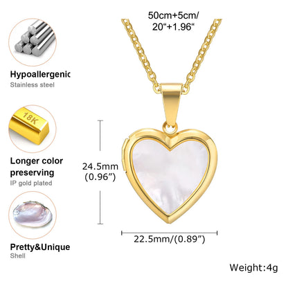 Vnox Light Heart Locket Pendants for Women Men Openable Photo Frame Glossy Stainless Steel Necklaces Family Love Collar