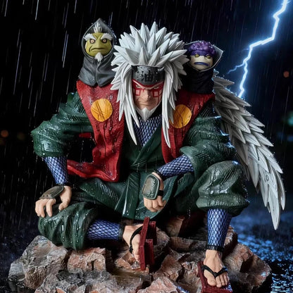 14cm Anime Naruto Figure Jiraiya Sage Mode Mount Myoboku Sitting Figure Double Head Sculpture Anime Model Toy Desktop Decor Gift