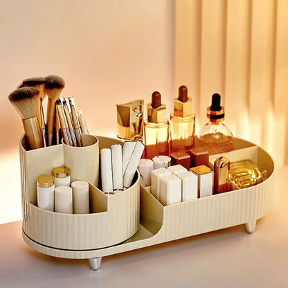 Cosmetic Storage Rack with Rotating Base and Divided Compartments for Cosmetic Storage Box, for Lipstick, Skin Care Storage Box
