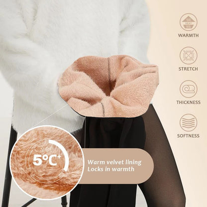 One Seam Fleece Lined Leggings Compression Band Shaping Tights Sheer Warm Stocking Skin Tone Pantyhose Plus Size
