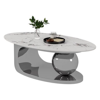 European Luxury Coffee Table Oval Modern Glam Premium Coffee Table Living Room Aesthetic Table Basse Design Home Furniture