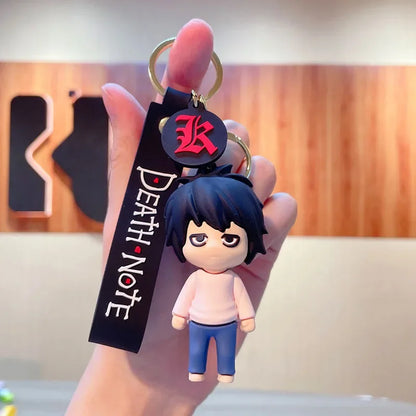 Death Note Keychain Anime L Ryuuku Ryuk Key Rings 3D Doll Figure Key Buckles Props Bag Accessories Friends Gift