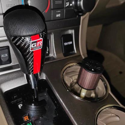 GR Car Leather Shift Knob Universal Carbon Fiber Manual Gear Shift Knob Fashion Shifter Lever Gearstick Car Interior Parts