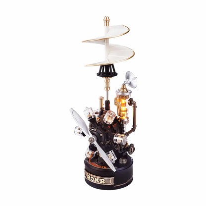ROBOTIME ROKR Leonardo Da Vinci's Helicopter 3D Puzzle Steampunk Mechanical Model with Moving Wing LED Unique XMAS Gift For Men