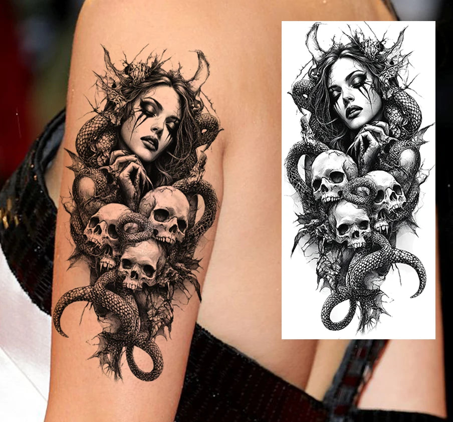 1 Sheets Chicano Prison Gangster Temporary Tattoos For Women Men Adults Fake Tattoo Sticker Water Transfer Self Adhesive Arm Leg