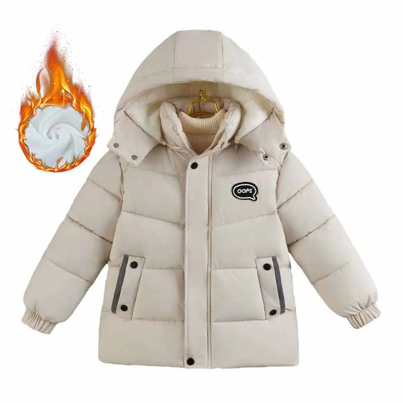 Boys Thickened Jacket Children's Padded Coat Winter Warm Casual Outerwear Kids Hooded Zip-Up Parkas Autumn Fashion Cotton Clothe