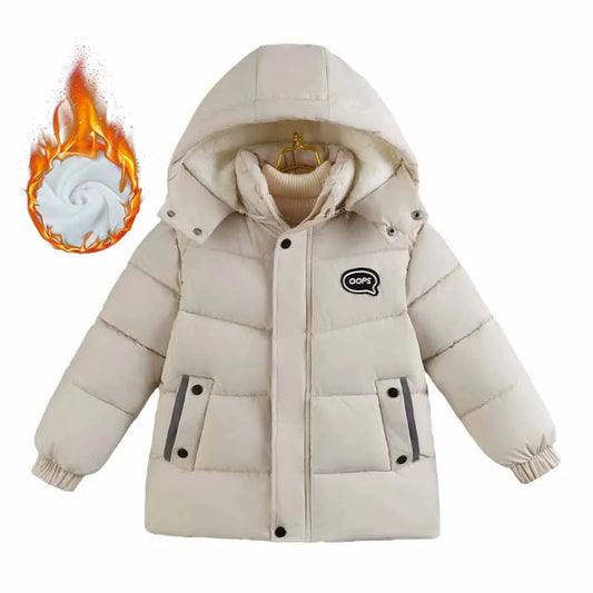 Boys Thickened Jacket Children's Padded Coat Winter Warm Casual Outerwear Kids Hooded Zip-Up Parkas Autumn Fashion Cotton Clothe
