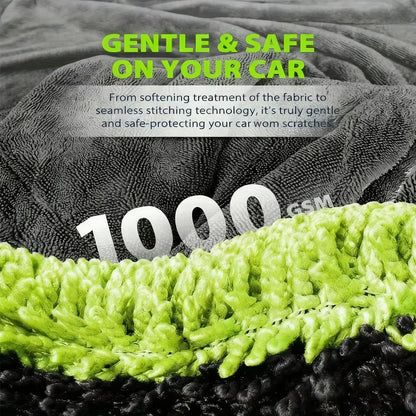 1000GSM Full-Size SUV Truck Drying Towel Double-Sided Microfiber, Twisted Yarn Technology, High Absorbency And Scratch-Resistant
