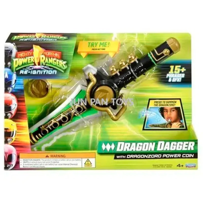 Original Mighty Morphin Power Rangers Re-Ignition Saba Saber Mask Coin Blade Blaster Dragon Knife Sound Effects Kid Roleplay Toy