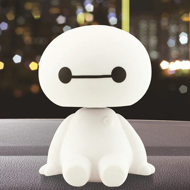 Car Ornaments Cute Shaking His Head Big White Robot Doll Car Ornaments Toy Accessories