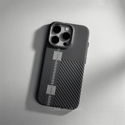 Relief Carbon Fiber Magnetic Case for iPhone 15 Pro Max 16 17 Pro Phone Cover Camera Metal Lens Protective Shell Hard PC Fundas