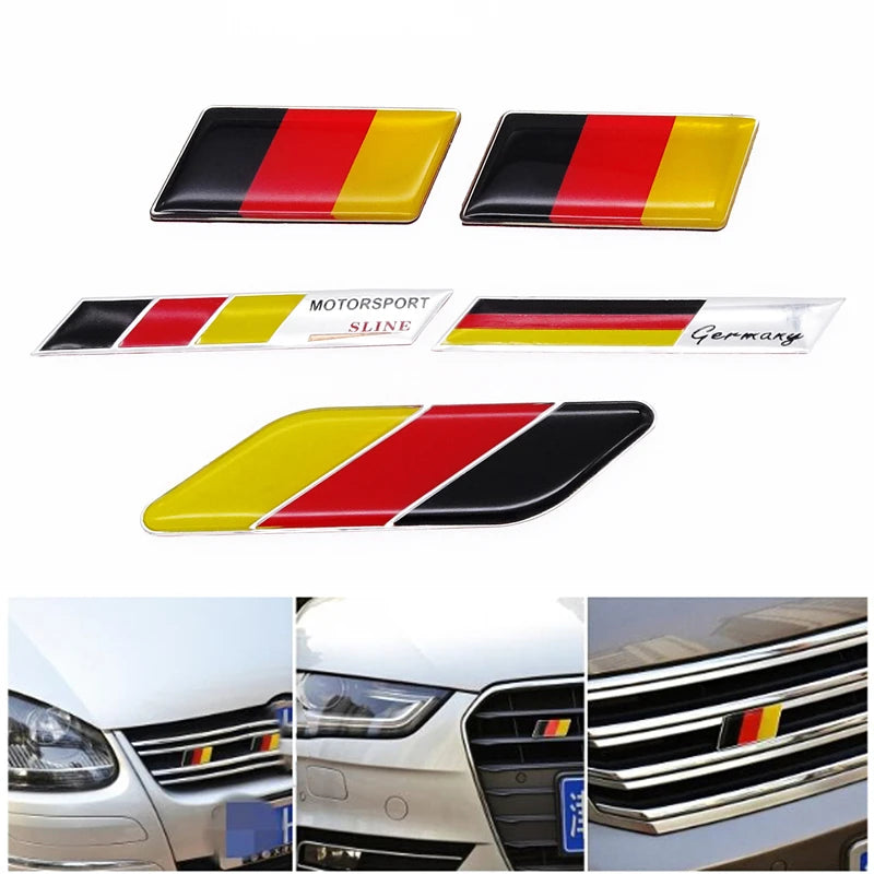 Universal Car Sticker German Flag Emblem Badge Emblem Deutsch Bumper Front Decoration Grille Auto Decal For Benz VW Audi Golf