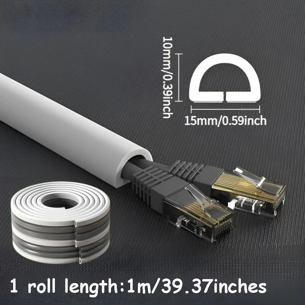 1PC 1/3M Self-Adhesive PVC Cable Management Strip Decorative Wire Protection Strip Suitable for Covering Wires on Walls Floors