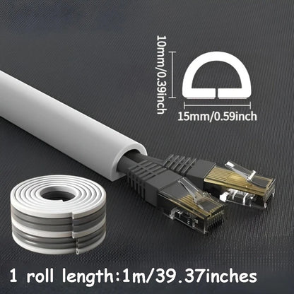 1PC 1/3M Self-Adhesive PVC Cable Management Strip Decorative Wire Protection Strip Suitable for Covering Wires on Walls Floors