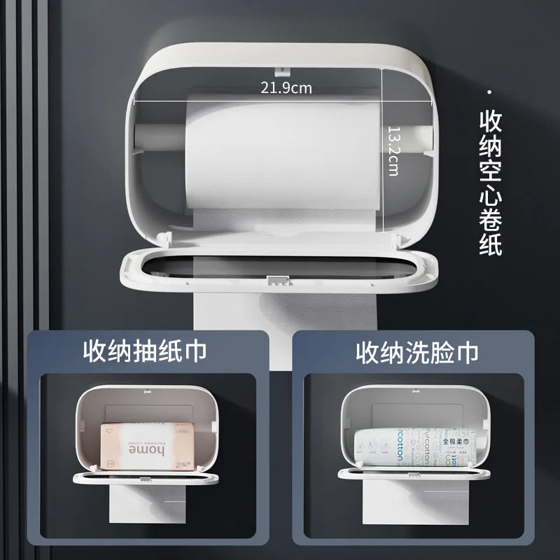 Toilet Paper Box, Toilet Tissue Roll Paper, Toilet Paper Drawer, Wall Mounted Waterproof Toilet Shelf Without Punching Holes