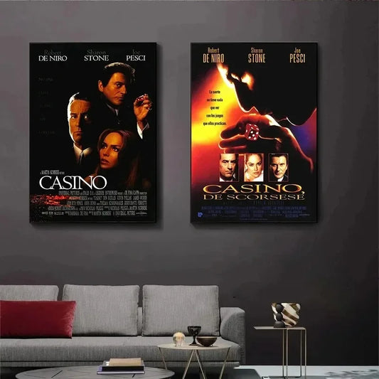 Vintage Film Poster Canvas Painting Classic Gangster Movie Casino Wall Art Pictures Bar Pub Club Home Interior Decor
