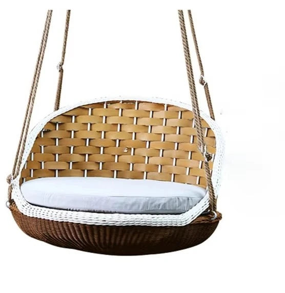 Outdoor Hanging Daybed Round Wicker Rattan Swing Bed Patio Garden Sofa Large Hammock Lounge Chair Waterproof Cushion