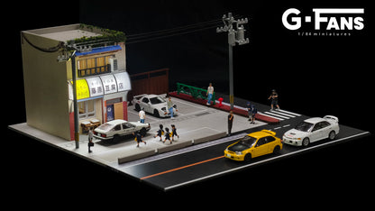 1/64 Scale Miniature LED Lighted Car Garage Diorama Model Realistic Parking Lot Scene Collectible Display for Enthusiasts