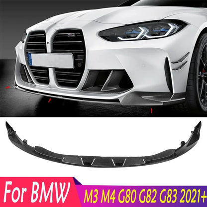 High Quality Glossy Black Carbon Fiber Look Car Front Splitter Bumper Lip Spoiler Lower Body Kit for BMW G80 M3 G82 G83 M4 2021+