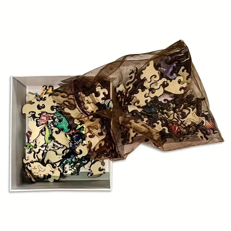 Colorful Dragonfly Wooden Puzzle with Beautiful Gift Package - Unique Shaped Pieces Wooden Toys for Adults Kids, Christmas Gift
