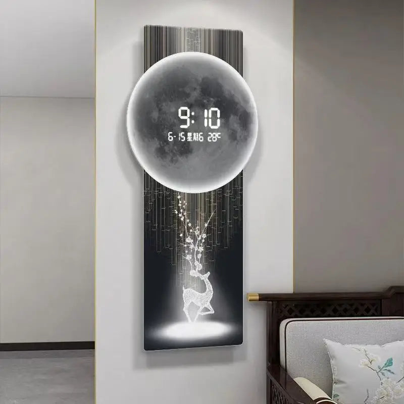 Wall clock, living room entrance decoration painting, electronic clock, digital display creative LED, wall mounted clock
