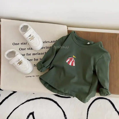 Fashion Boutique Children's Wear Tops Long Sleeve Tees Printed Baby Boys O-neck Pullover Blouse Kids Clothing Autumn Base Shirt