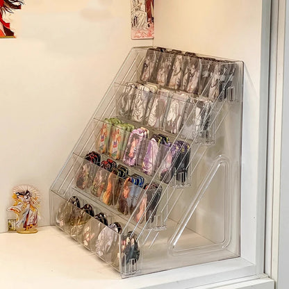 Square Barbecue Storage Display Rack, Transparent Staircase Badge Card Holder, Large Capacity Desktop Organizer