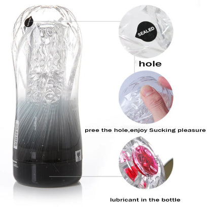 Male Masturbator Cup Soft Transparent Vagina Pocket Cup Vacuum Endurance Exercise Adult Sex Toys Supplies for Men