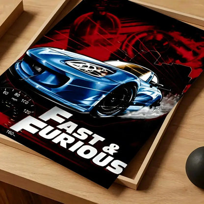 Movie Fast & Furious Poster Self-adhesive Art Waterproof Paper Sticker Coffee House Bar Room Wall Decor