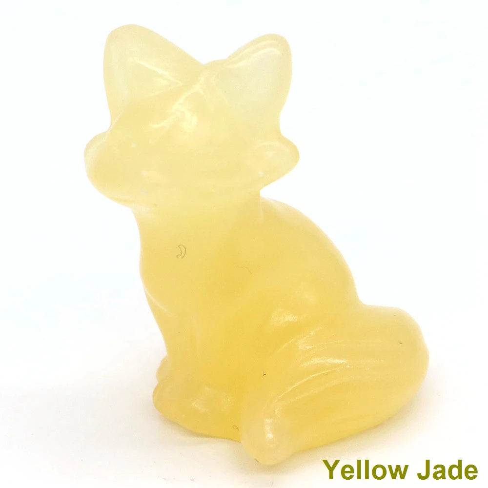 Wholesale Lots 1.5" Fox Statue Natural Stone Crystal Reiki Healing Quartz Gemstone Animal Figurine Crafts Home Decor Gifts