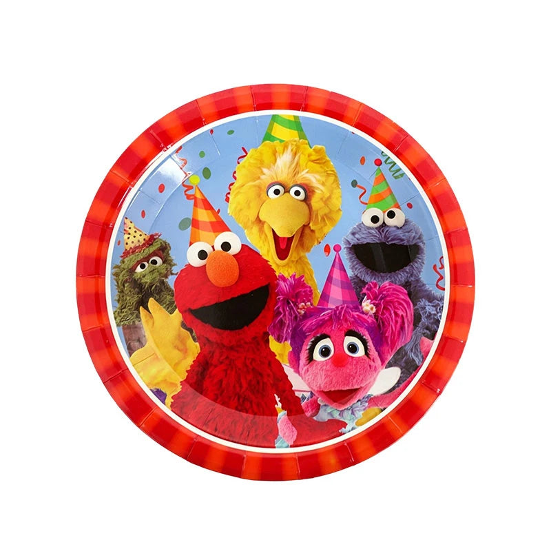 Birthday Party Decoration Set Supplies Cartoon Sesame Streets Birthday Party Supplies Tableware Balloon Cake Topper Banner Plate