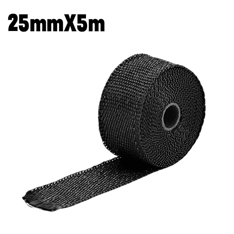 5m Roll Fiberglass Heat Shield Motorcycle Fiberglass Heat Shield Tape Exhaust Thermal Tape High temperature with Stainless Ties