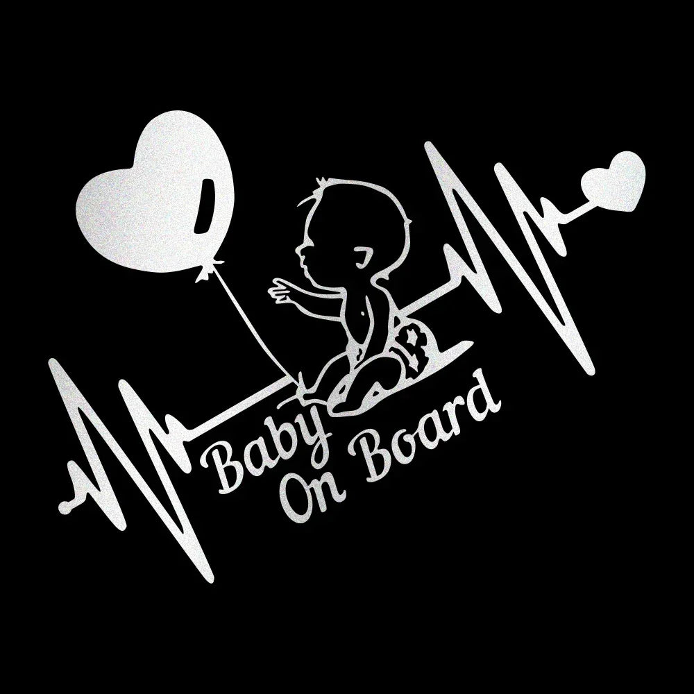 Heartbeat Balloon Baby on Board Car Sticker 3D Cartoon Baby In Car Auto Window Reflective Decor Decoration Exterior Accessories