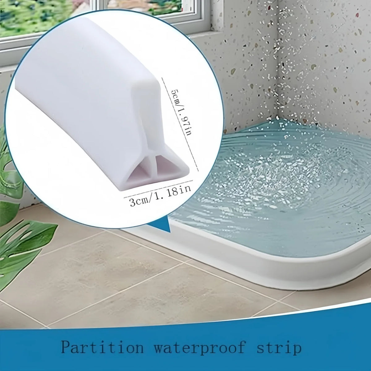 Water Barrier Heigh 3/5cm Self Adhesive Bendable Water Retaining Strip for Kitchen Bathroom Separation Shower Accessories