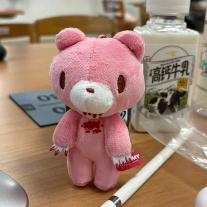Kawaii Bloodthirsty Bear Keychain Anime Figure Pink Bear Plush Doll Girl Y2k Bag Accessories Doll Children Birthday Gift