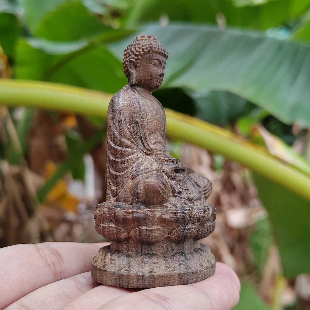 Hand-Carved Wooden Meditation Buddha Statue Ornament, Eastern Aesthetics, Classical Style, Suitable for Desktop Decorations, Home Decor, Fireplace, Living Room, Office, Birthday Gifts, Christmas Gifts