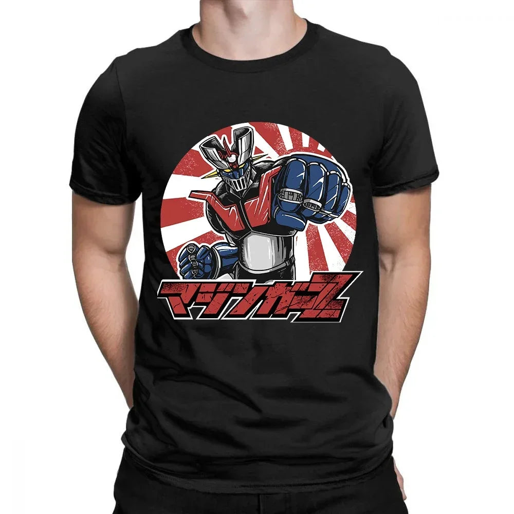 Cool mazinger z anime movie robot streetwear graphic print t-shirt fashion casual Tee Tops