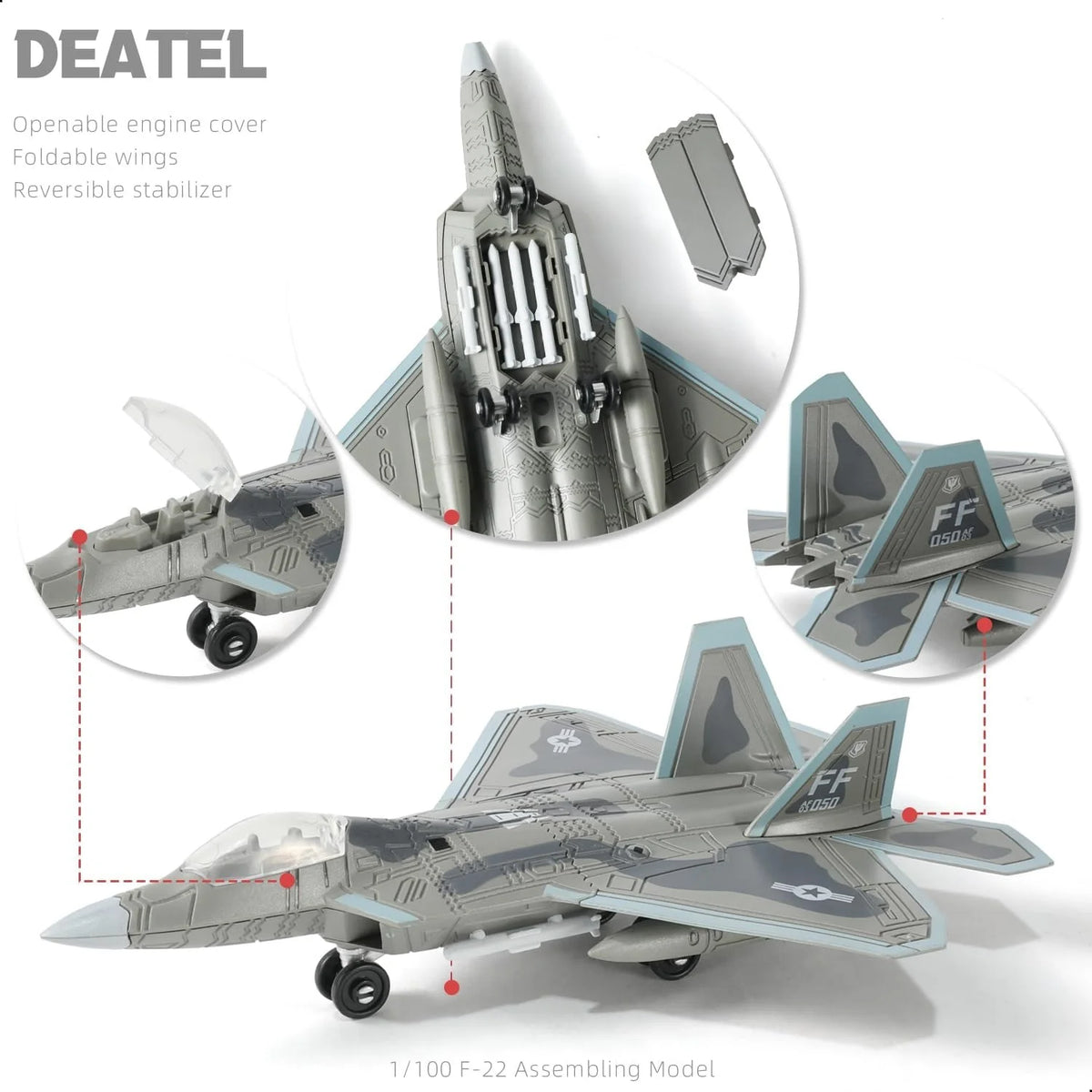 1:100 Scale F-22 Raptor Fighter Jet Quick Build Model Kit Plastic Millitary F22 Toy Airplane Assembly Model Gift for Kids
