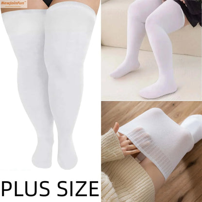 2026new Large Plus Size Thigh High Stockings White Black Over Knee Long Socks for Oversized Woman Thick Leg Warmer Autumn Winter